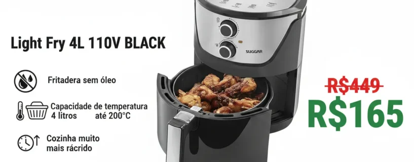 🚨 OFERTA DO DIA: Air fryer da Suggar atinge menor valor do ano e vira destaque na Amazon