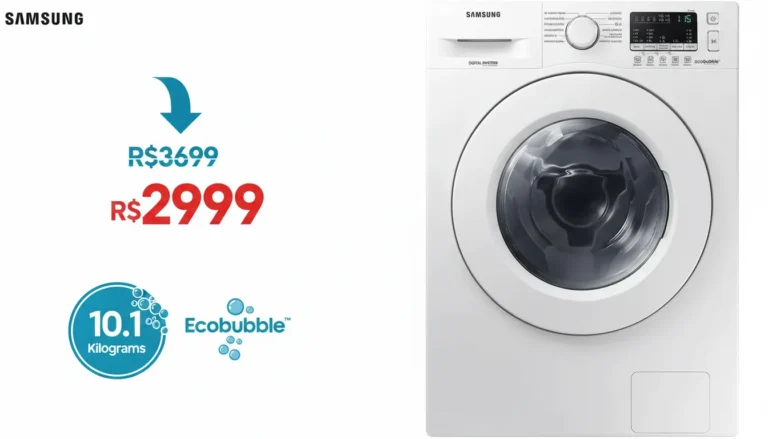Samsung surpreende com Lava e Seca Ecobubble de 10,1kg aparecendo por R$ 2.999 no Brasil