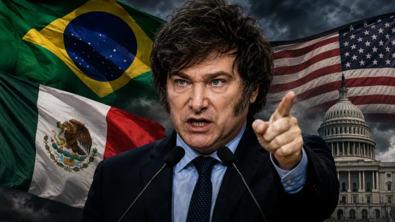 Após evento com Flávio Bolsonaro, Milei acusa Brasil de financiar campanha anti-argentina