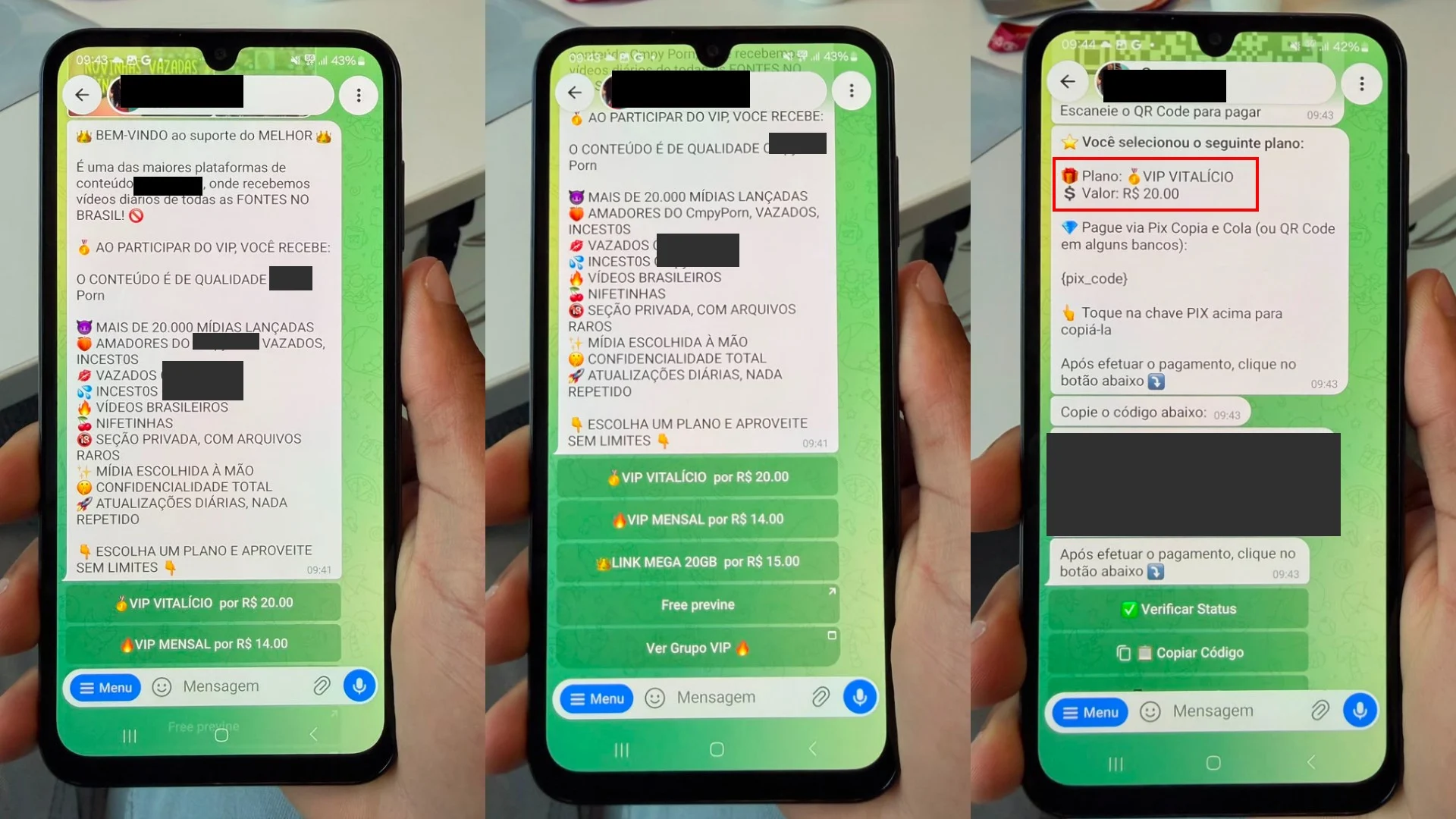 Criminosos utilizam Telegram e PIX para vender vídeos de abuso sexual infantil a partir de R$ 10